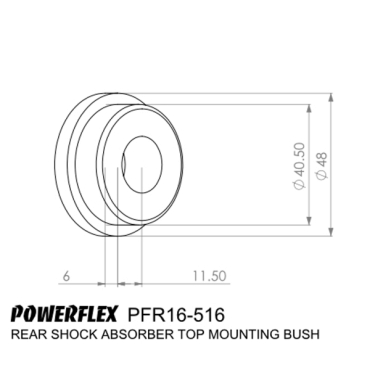 Powerflex Rear Shock Absorber Top Mounting Bush for Fiat 500 inc Abarth (2007-) Black Series
