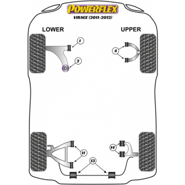 Preview: Powerflex Buchsen Querlenker vorne VA für Aston Martin Virage (2011-2012)