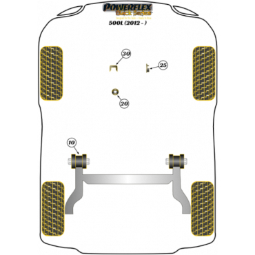 Preview: Powerflex Buchsen Achse zu Karosserie HA für Fiat 500L (2012-) Black Series