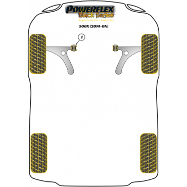 Preview: Powerflex Buchsen Vorderradaufhängung PU Buchse vorne 14mm für Fiat 500X Black Series