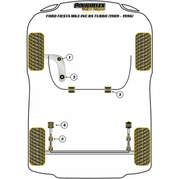 Preview: Powerflex Buchsen Querlenker vorne 46mm VA für Ford Fiesta Mk3 inc RS Turbo, XR2i and RS1800 16V Black Series