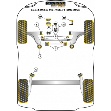 Preview: Powerflex Buchsen Auspuff Aufnahme Endtopf für Ford Fiesta MK8 ST 200 (2017-) Black Series