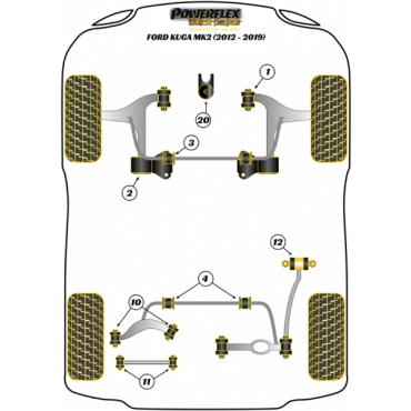 Preview: Powerflex Front Wishbone Front Bush 14mm bolt for Ford Kuga MK2 (2012-2019) Black Series