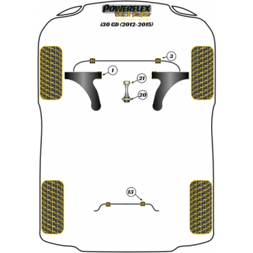 Preview: Powerflex Buchsen vorderer Querlenker vordere Buchse für Hyundai i30 GD (2012-2015) Black Series