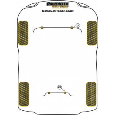 Preview: Powerflex Buchsen Stabilisator vorne 20mm für Hyundai Tucson JM (2004-2008) Black Series