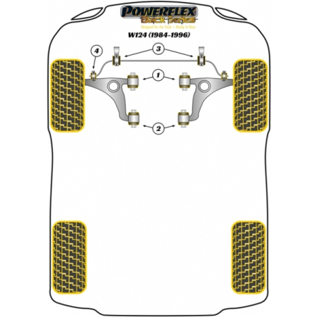 Preview: Powerflex Buchsen Querlenker vorne PU Buchse vorne für Mercedes Benz W124 (1984-1996) Black Series