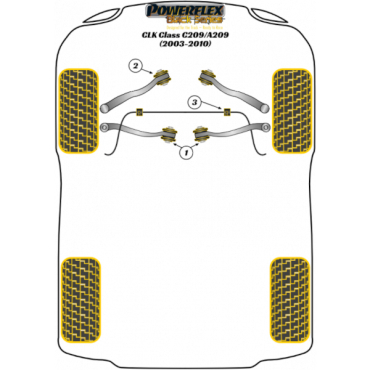 Preview: Powerflex Buchsen vorderer unterer Querlenker mit einstellbarem Nachlauf für Mercedes Benz C209/A209 (2003-2010) Black Series