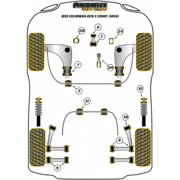 Powerflex Buchsen oberer Motorlagereinsatz (Track) für Mini R55 Clubman Gen 1 (2007-2014) Black Series