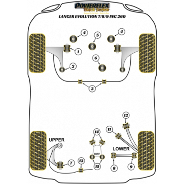 Preview: Powerflex PowerAlign PowerAlign Camber Bolts Kit 14mm for Mitsubishi Lancer Evolution 7-8-9 (inc 260) Black Series