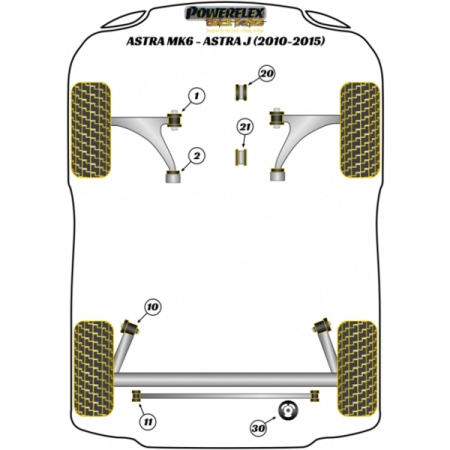 Powerflex Buchsen Achse zu Karosserie HA für Opel Astra MK6 - Astra J (2010-2015) Black Series
