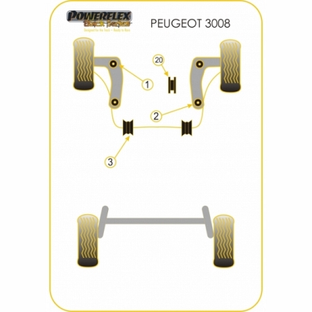 Powerflex Buchsen Querlenker vorne für Peugeot 3008 MK1 (2008-2016) Black Series