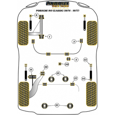 Powerflex Bolt-On Jack Pad Adaptor Kit for Porsche 911 Classic (1974-1977) Black Series