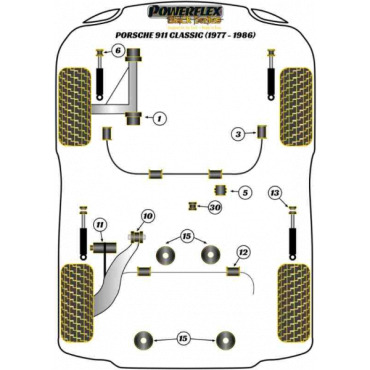 Powerflex Bolt-On Jack Pad Adaptor Kit for Porsche 911 Classic (1977 - 1986) Black Series