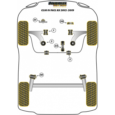 Preview: Powerflex Buchsen Querlenker vorne Buchse vorne für Renault Clio IV inc RS (2012-2019) Black Series