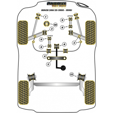 Preview: Powerflex Brake Reaction Bar Mount for Rover 200 Series (1995-1999), 25 (1999-2005) Black Series