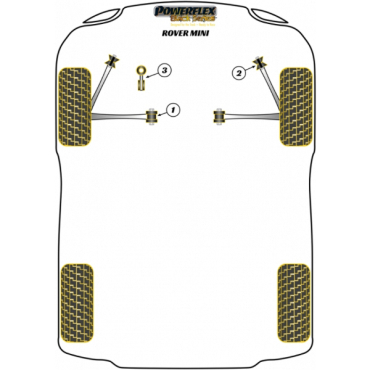 Preview: Powerflex Rear Sub Frame Mounting Kit (upto 1976) for Rover Mini (1959-2000) Black Series