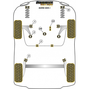 Powerflex Buchsen Lenkgetriebe für Skoda Rapid (2011-) Black Series