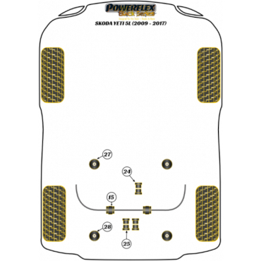 Preview: Powerflex Buchsen Wagenheberaufnahme für Skoda Yeti 5L (2009-2017) Black Series