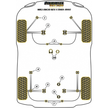 Preview: Powerflex PowerAlign Sturz-Einstellbolzen Kit 15mm für Toyota MR2 SW20 REV 1 (1989-1991) Black Series