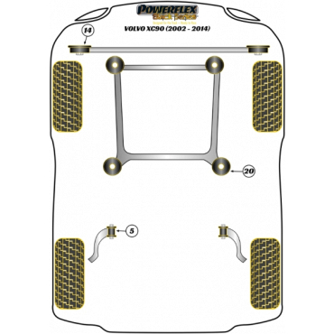 Preview: Powerflex Buchsen Zugstrebe unten vorne HA für Volvo XC90 (2002-2014) Black Series