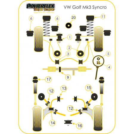 Powerflex Power Steering Rack Mount for VW Golf MK3 Syncro (1993 - 1997) Black Series