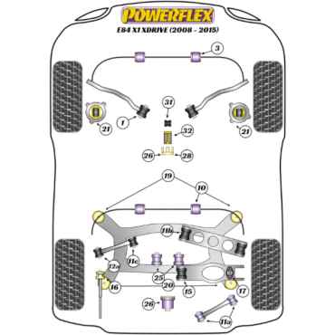 Preview: Powerflex Buchsen Auspuffbefestigung für BMW E84 X1 xDrive (2008-2015)