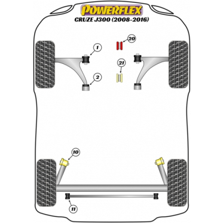 Powerflex Buchsen Querlenker hintere Buchse für Chevrolet Cruze MK1 J300 (2008-2016)