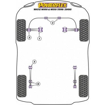 Powerflex Buchsen die Zugstrebe HA an Fahrgestell für Chevrolet Matiz M100 & M150 (1998-2008)