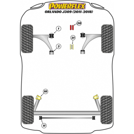 Powerflex Buchsen Querlenker hintere Buchse für Chevrolet Orlando J309 (2011-2018)