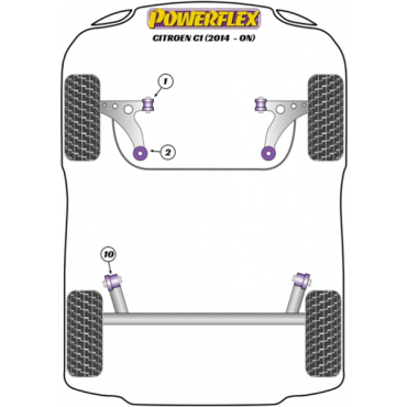 Powerflex Buchsen Vorderradaufhängung PU Buchse hinten für Citroen C1 (2014-)