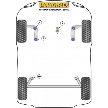 Powerflex Buchsen Querlenker vorne hintere Buchse für Citroen C3 II (2009-2016)