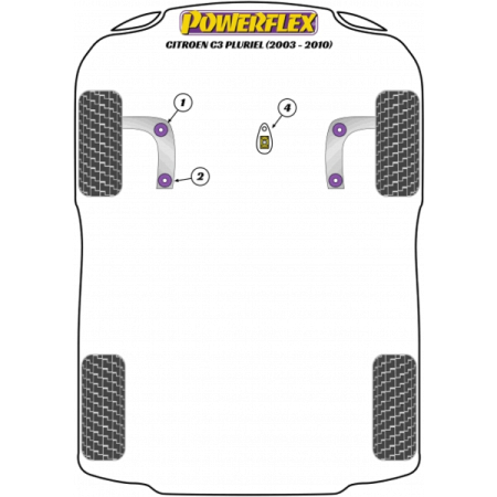 Powerflex Buchsen Querlenker vorne hintere Buchse für Citroen C3 Pluriel (2003-2010)