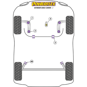 Powerflex Buchsen Motoraufhängung hinten unten (Diesel) für Citroen DS3 (2009-)