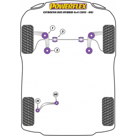 Powerflex Buchsen Querlenker hintere Buchse für Citroen DS5 Hybrid4 4x4 (2011-)