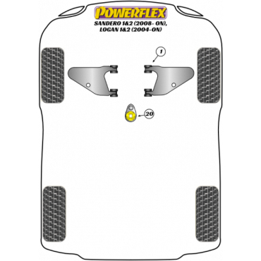 Powerflex Buchsen Führungsstift für die Radmontage für Dacia Sandero I & II inc Stepway (2008-)