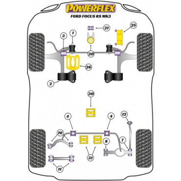 Powerflex Rear Track Control Arm Inner Bush for Ford Focus MK3 RS