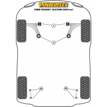 Powerflex Buchsen Koppelstange hinten (ohne Halter) für Ford Transit / Tourneo Custom (2013-)