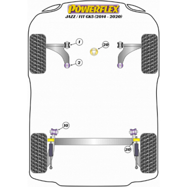 Powerflex Buchsen Querlenker vorne PU Buchse hinten für Honda Jazz / Fit GK5 (2014-2020)