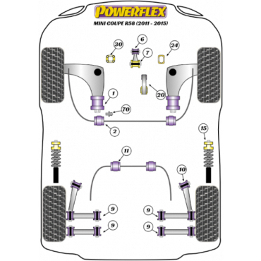 Powerflex Upper Gearbox Mount Insert (Petrol/Tuned Diesel) for Mini Coupe R58 (2011-2015)