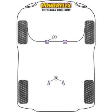 Preview: Powerflex Buchsen Differentialbesfestigung vorne HA für Mitsubishi Outlander (2003 - 2013)