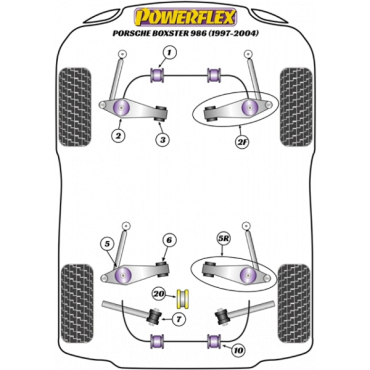 Powerflex Rear Track Control Arm Inner Bush for Porsche 986 Boxster (1997-2004)