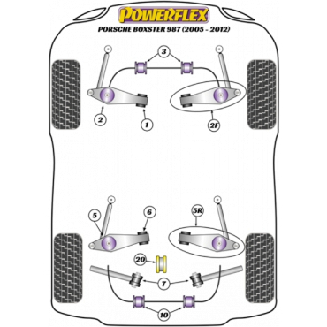 Powerflex Rear Track Control Arm Inner Bush for Porsche 987 Boxster (2005-2012)