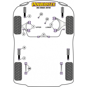 Preview: Powerflex Buchsen Querlenker oben innen VA für Saab 96 (1960-1979)