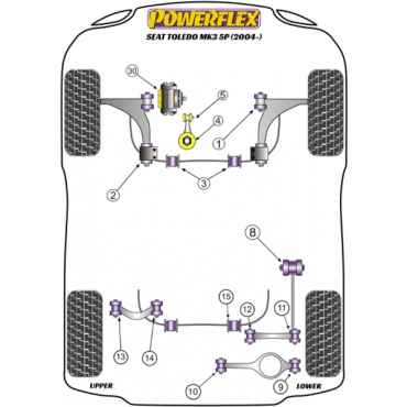 Powerflex Lower Engine Mount Insert (Large) Track Use for Seat Toledo Mk3 5P (2004-)