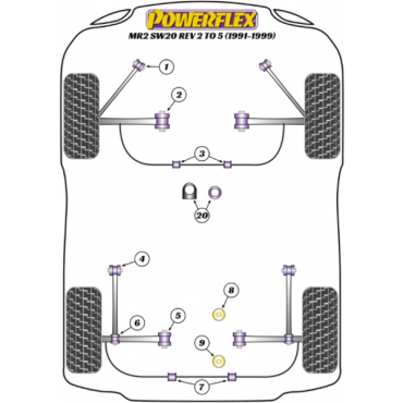 Preview: Powerflex PowerAlign Sturz-Einstellbolzen Kit 15mm für Toyota MR2 SW20 REV 2-5 (1991-1999)
