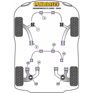 Powerflex Buchsen hinterer Lenker innere Buchse einstellbar für VW T5 Transporter inc. 4Motion (2003-2015)