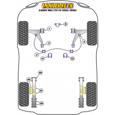 Preview: Powerflex Buchsen Sturz-Einstellbolzen Kit (12mm x 60mm) für VW Caddy Mk1 (1985-1996)
