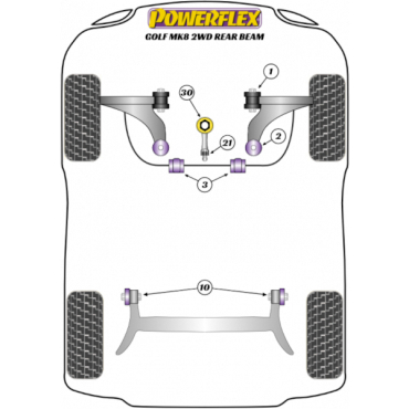 Preview: Powerflex Buchsen Führungsstift für die Radmontage für VW Golf Mk8 2wd Rear Beam