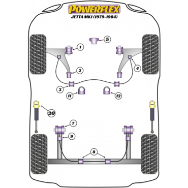 Powerflex Front Anti Roll Bar Outer Mount 16mmfor VW Jetta MK1 (1979 - 1984) Heritage Collection