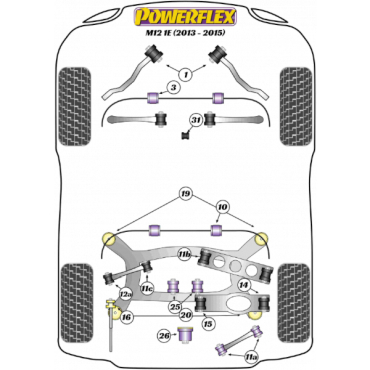 Powerflex Buchsen Querlenker oben zu Nabe HA für Zinoro M12 (2013-2015)
